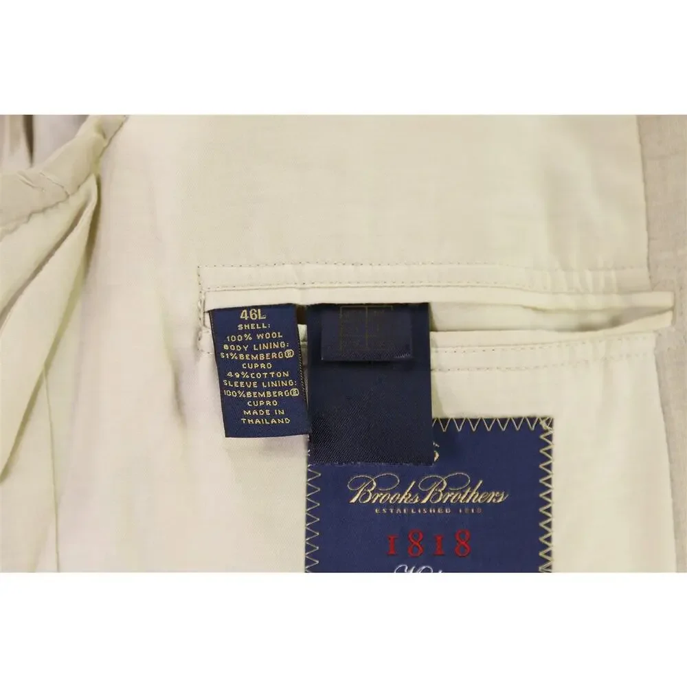 Brooks Brothers 1818 Madison Light Brown Woven Wool Blazer Jacket 44L